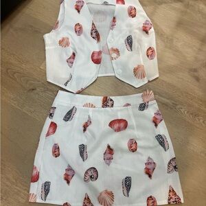 Seashell Print Vest and Skirt Set